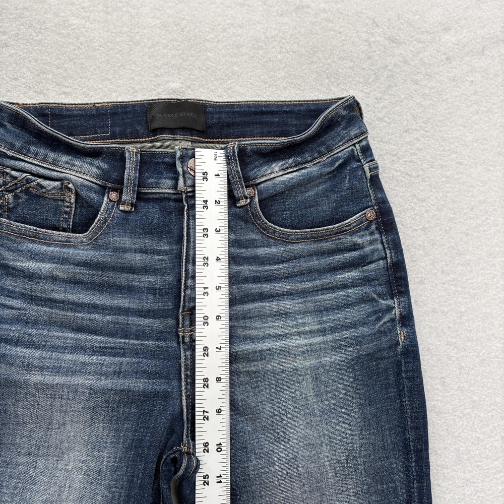 Buckle Black Ankle Skinny Jeans Womens 25x27 Blue Distressed Stretch Denim Y2K - Picture 8 of 13
